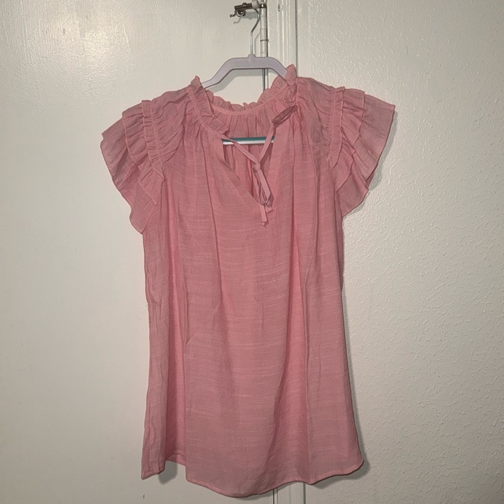 Peach blouse woman tie front brand new never worn
